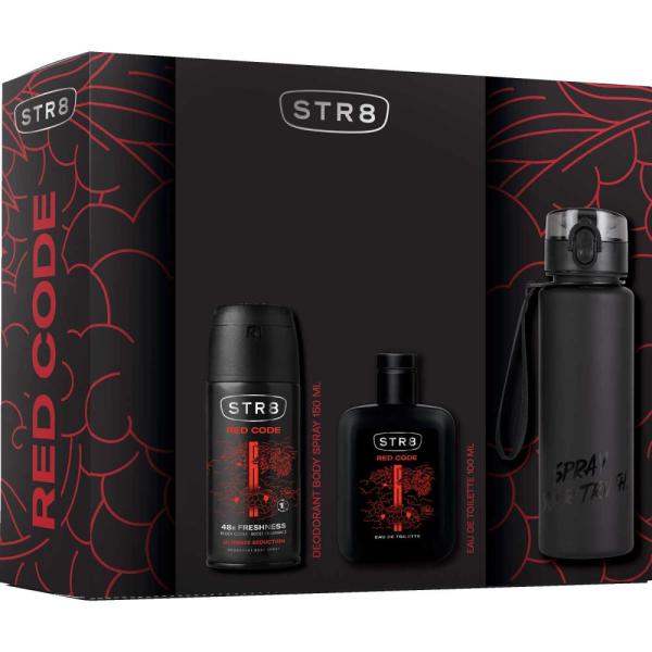 STR8 zestaw Red Code woda toaletowa 100ml + dezodorant 150ml + bidon 500ml 