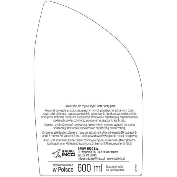 Ludwik płyn do szyb i glazury Antypara 600ml