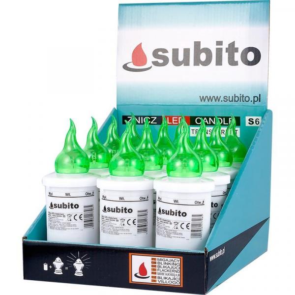 Subito S6 wkład do zniczy LED Zielony 12 sztuk
