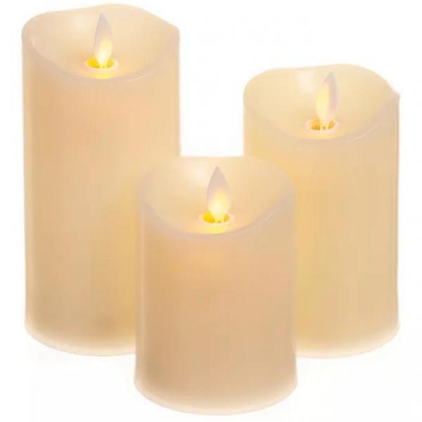 Subito świeca LED ecru 15cm ruchomy płomień 3szt.