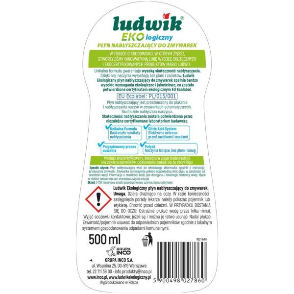 Ludwik nabłyszczacz do zmywarek ekologiczny 500ml