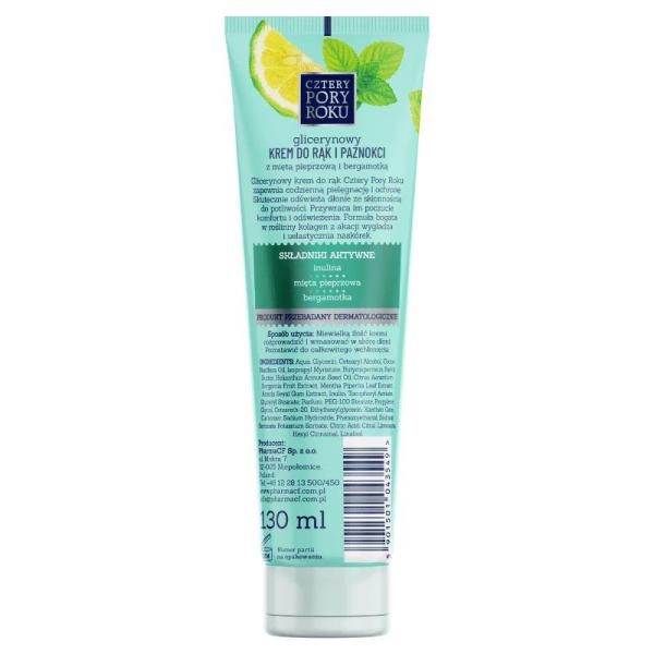 Cztery Pory Roku krem do rąk 130ml Bergamotka i Mięta