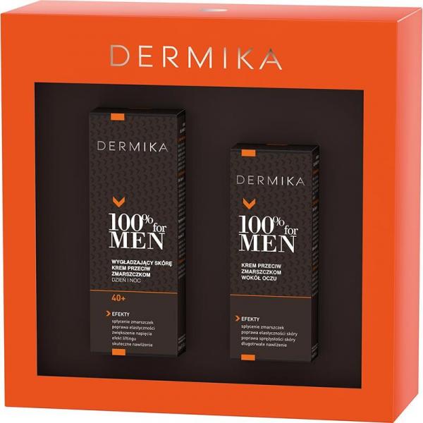 Dermika Zestaw 100% For Men 40+ krem wygładzający przeciwzmarszczkowy + krem pod oczy