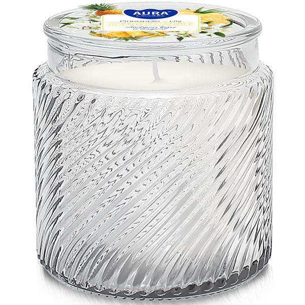 Bispol świeca zapachowa w prążkowanym szkle AC-001-477 Ananas-Lilia 