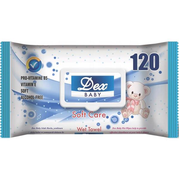Dex Baby nawilżane chusteczki dla dzieci 120 sztuk Soft Care
