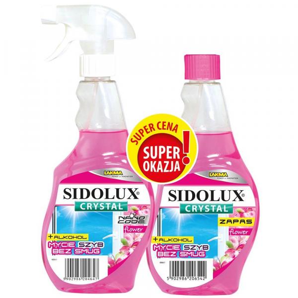 Sidolux płyn do szyb duopack (płyn + zapas) 500ml Flower
