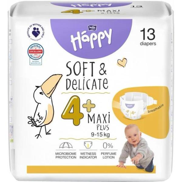 Happy Soft & Delicate pieluchy Maxi Plus (4+) (9-15kg) 13 sztuk