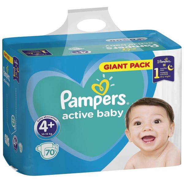 Pampers Active Baby pieluszki 4+ Maxi+ (10-15kg) 70szt
