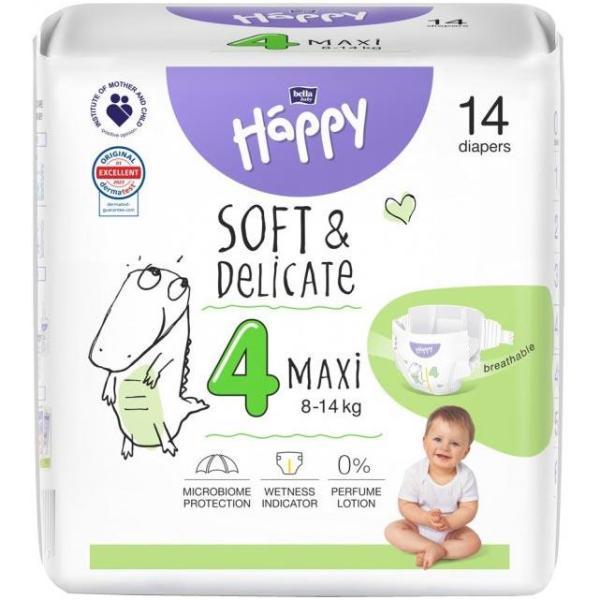 Happy Soft & Delicate pieluszki 4 Maxi (8-14 kg) 14 szt.
