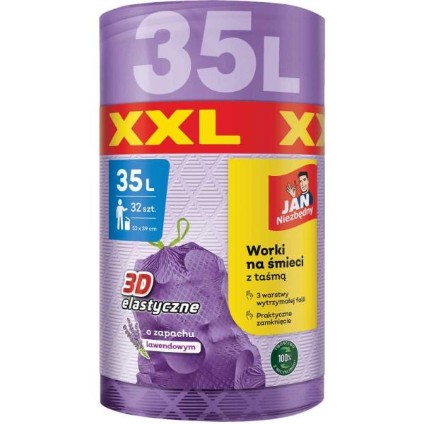 Jan Niezbędny worki LD 3D lawendowe XXL 35L 32szt.