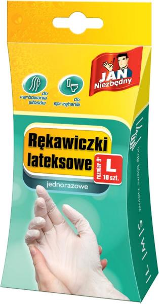 Jan Niezbędny Rękawice Lateksowe rozm. L 10 szt.